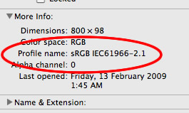 colour profile shown in file info